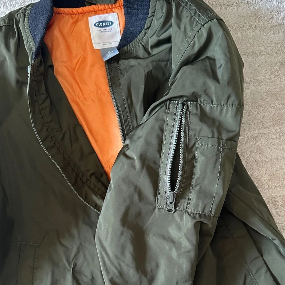 Old Navy Kids Olive Green Bomber Jacket Size M